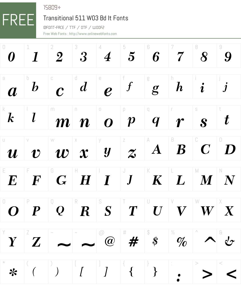 Transitional 511 Font Screenshots