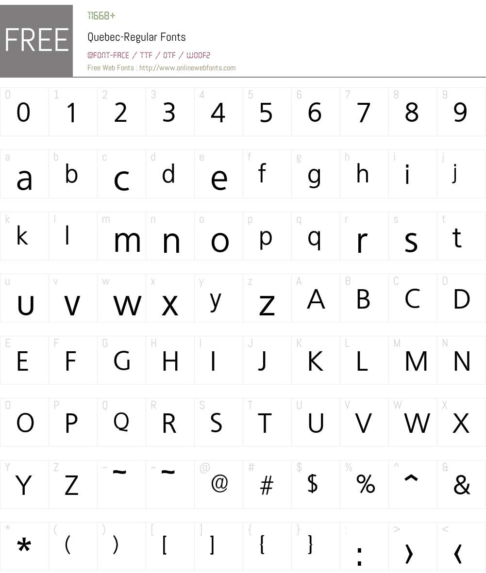Quebec-Regular Font Screenshots