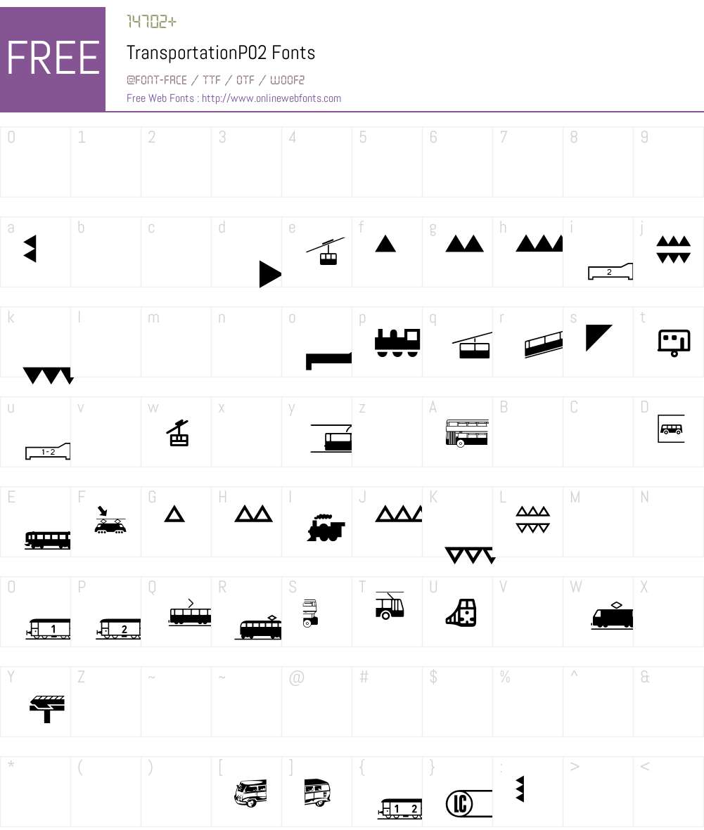 Transportation Font Screenshots