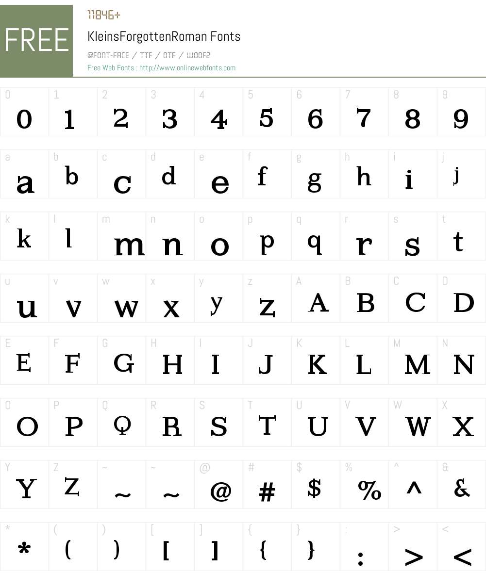KleinsForgottenRoman Font Screenshots