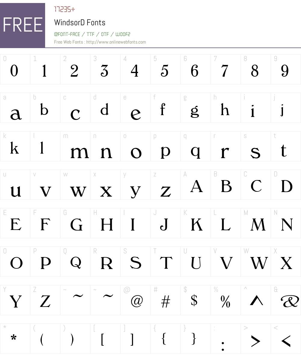 WindsorD Font Screenshots