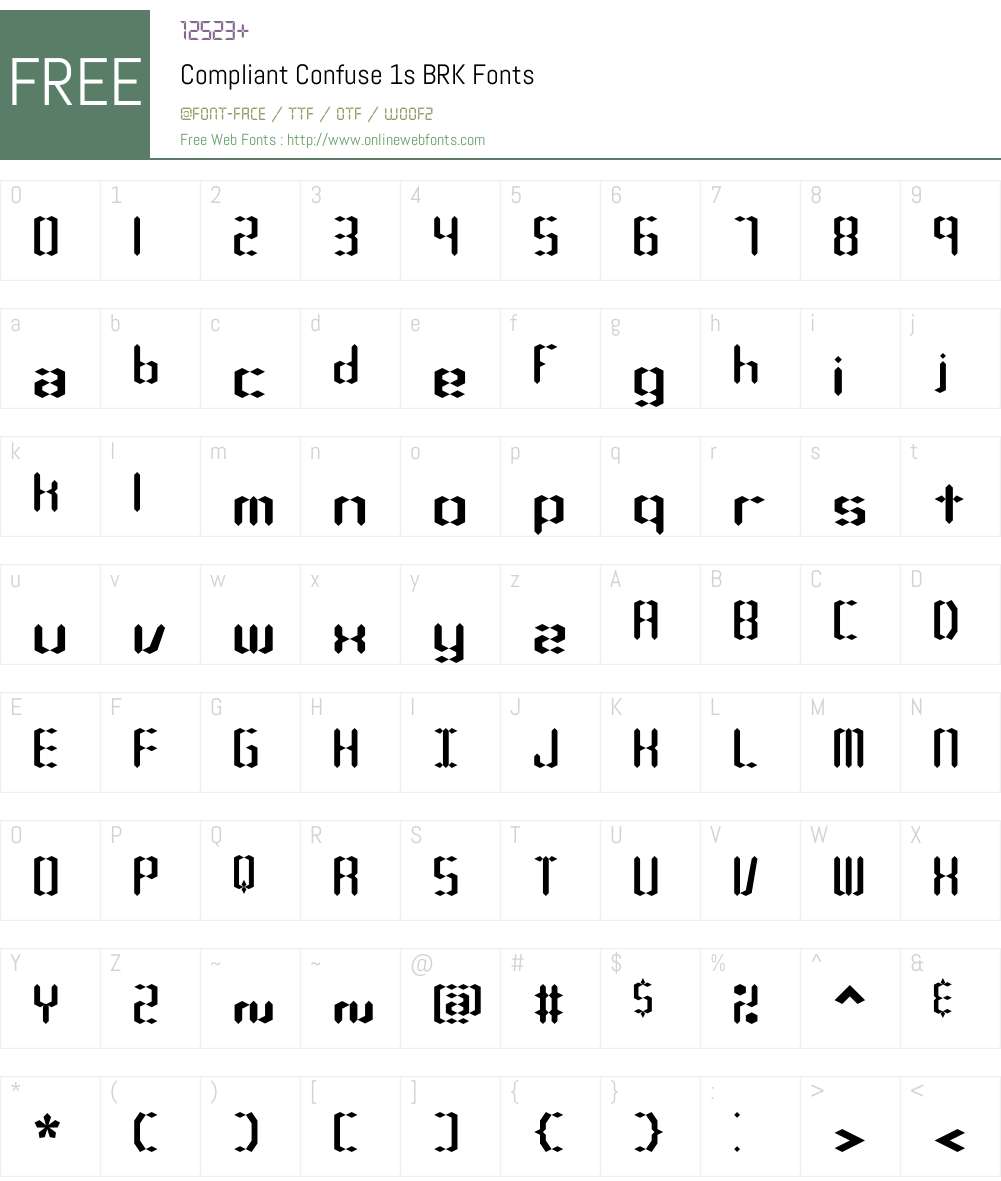 Compliant Confuse 1s BRK Font Screenshots