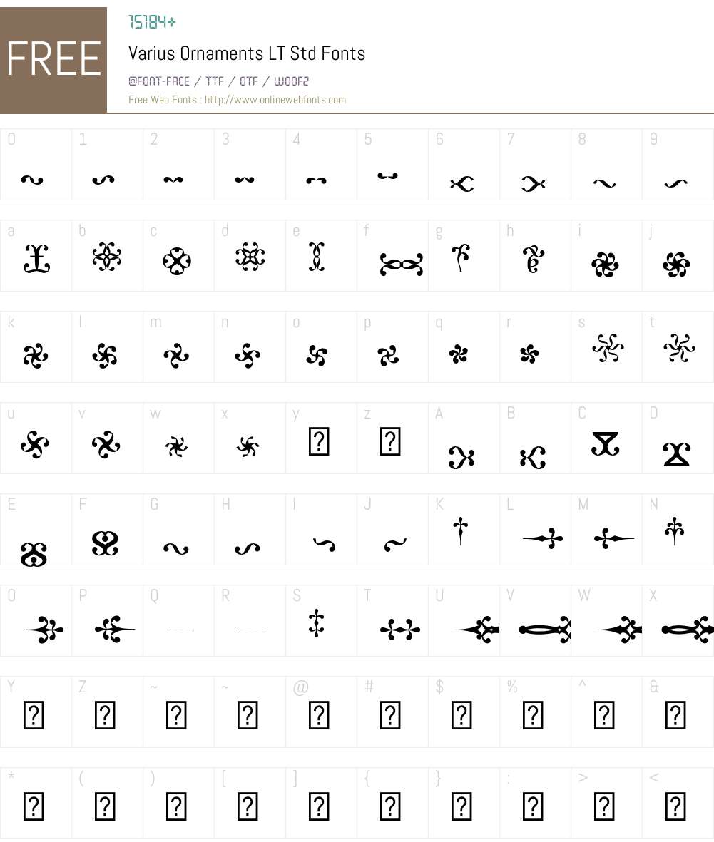 Varius Ornaments LT Std Font Screenshots