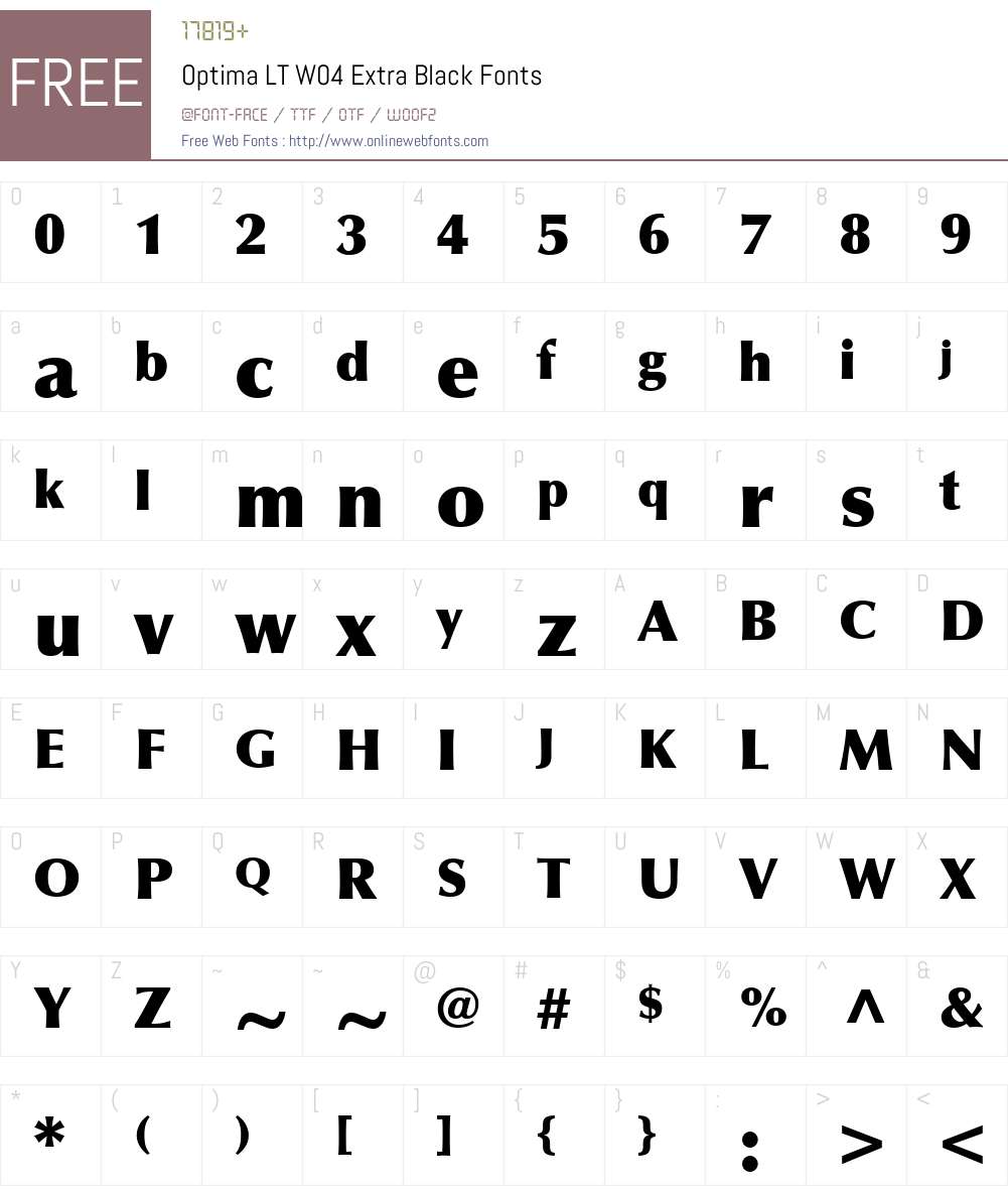 Optima Font Screenshots