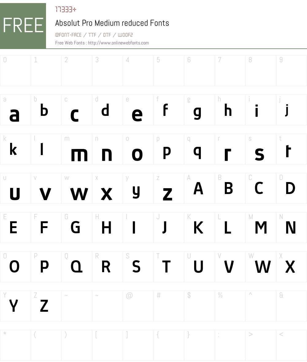 Absolut Pro reduced Font Screenshots