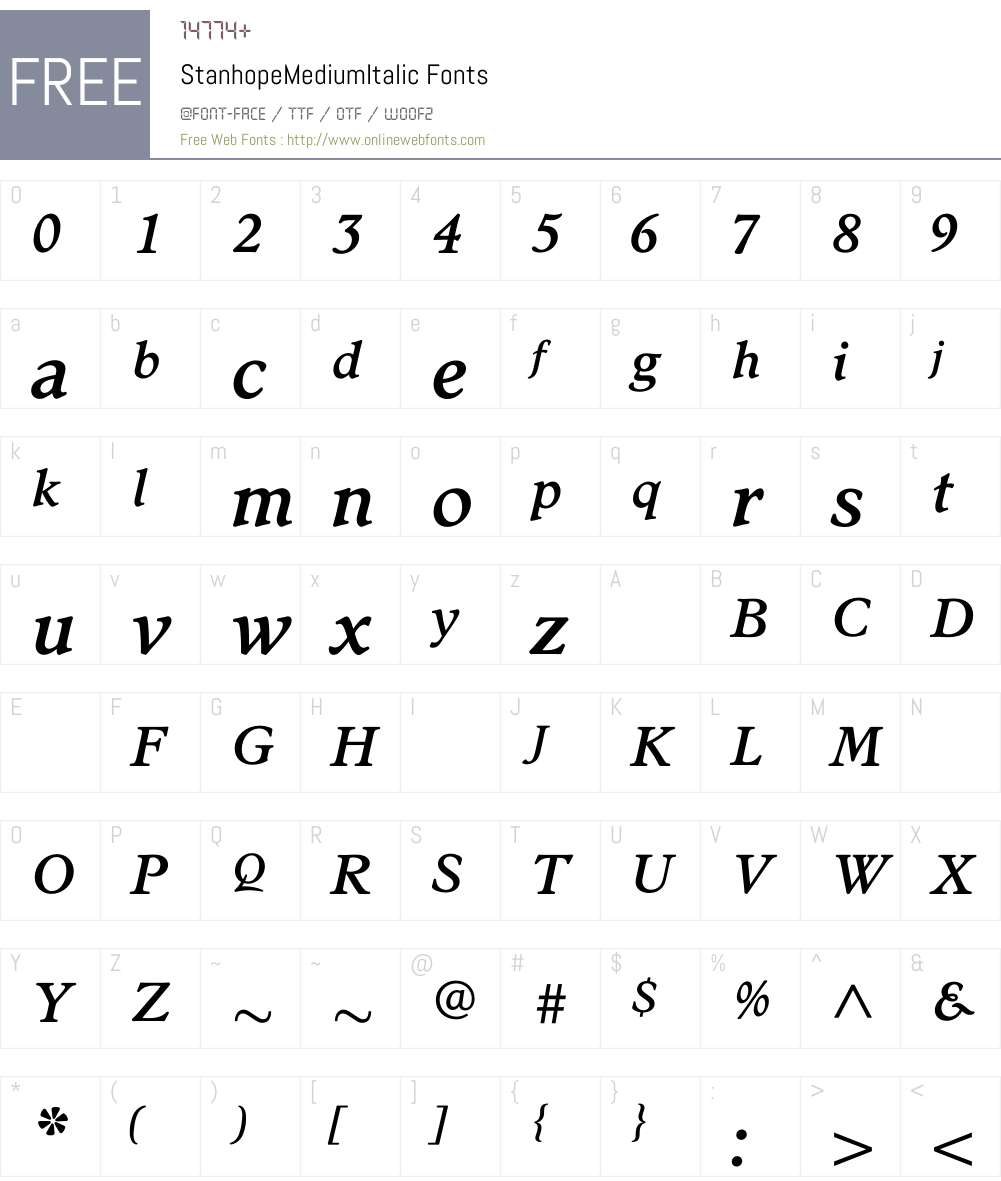 StanhopeMediumItalic Font Screenshots