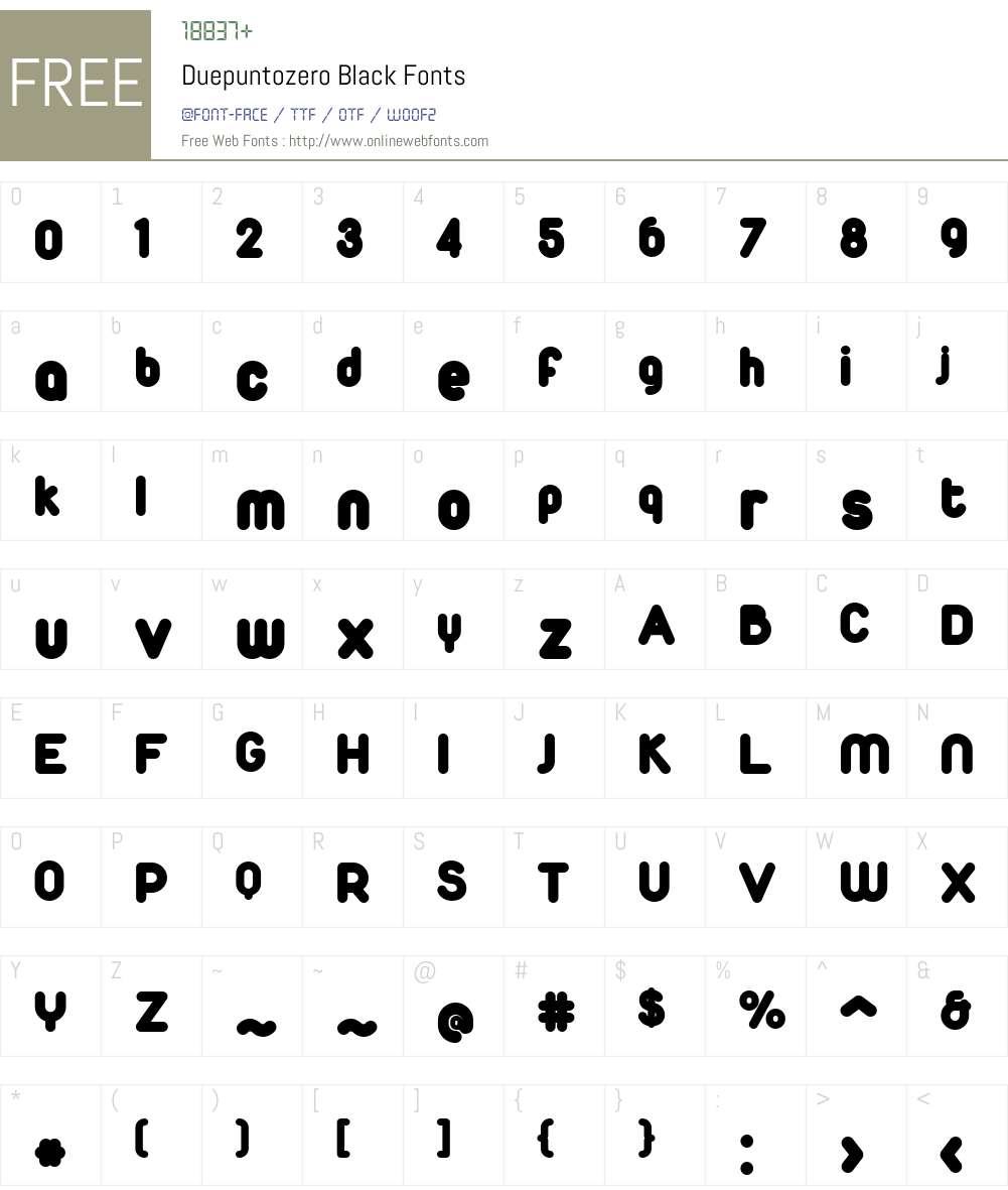 Duepuntozero Font Screenshots