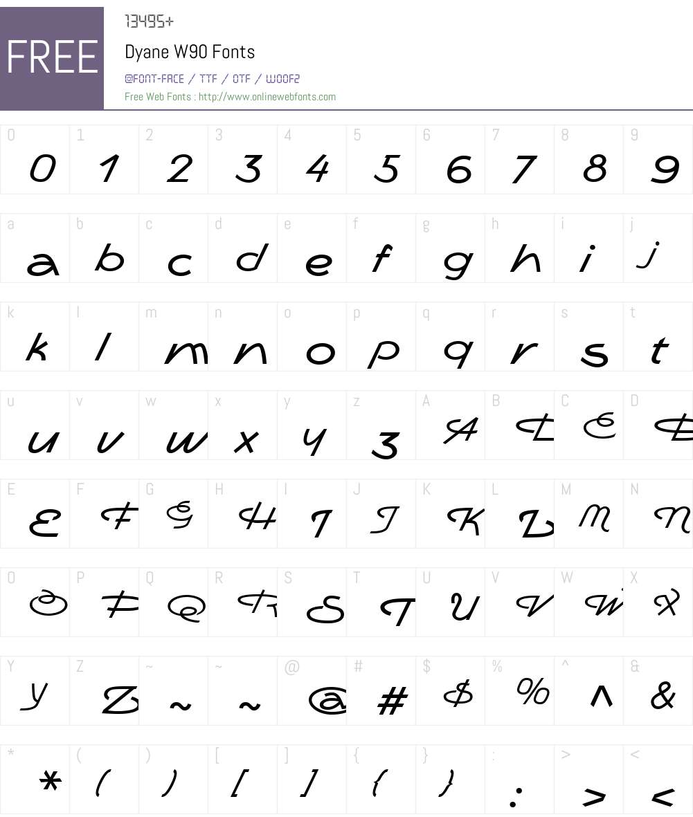 DyaneW90 Font Screenshots