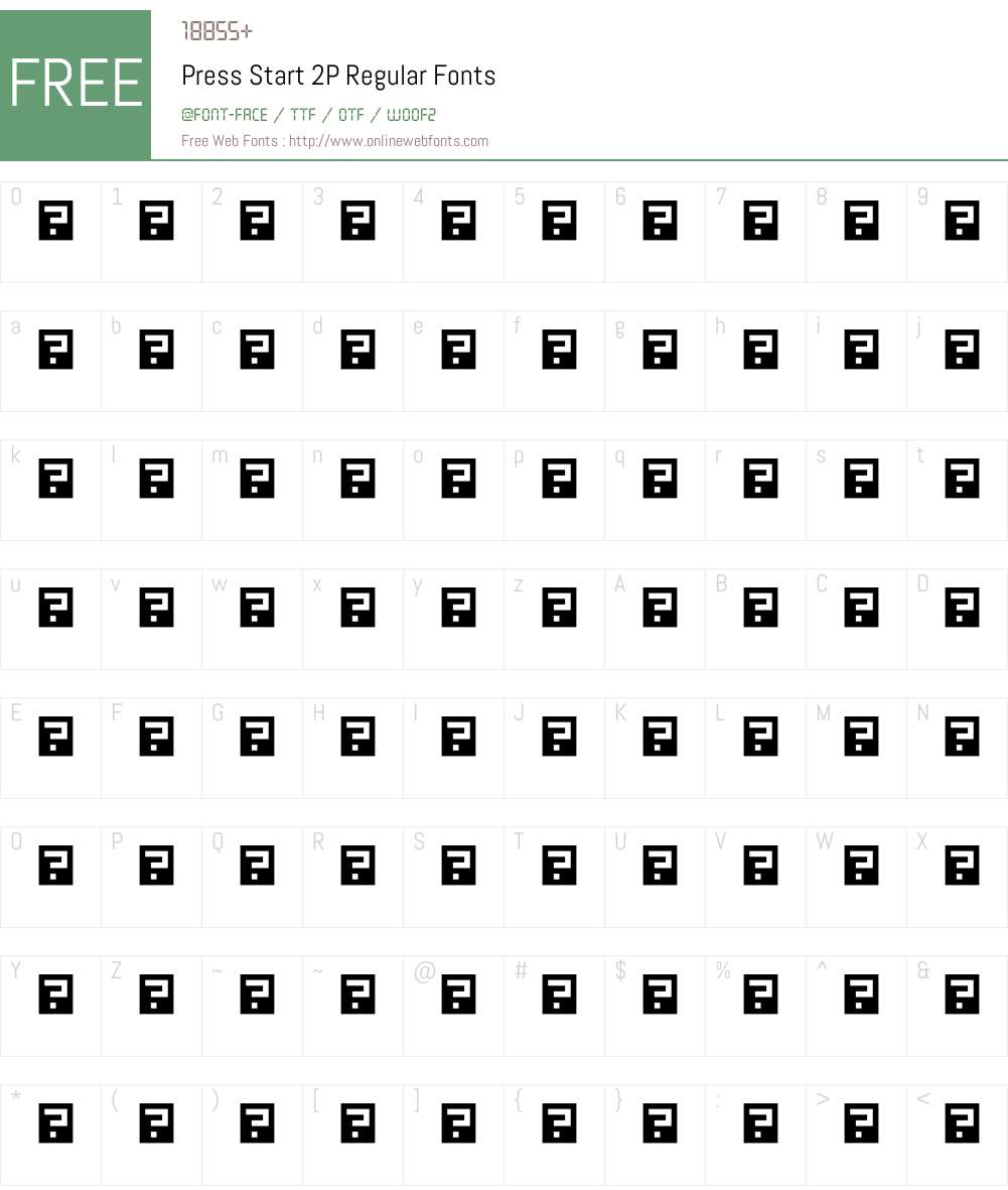 Press Start 2P Font Screenshots