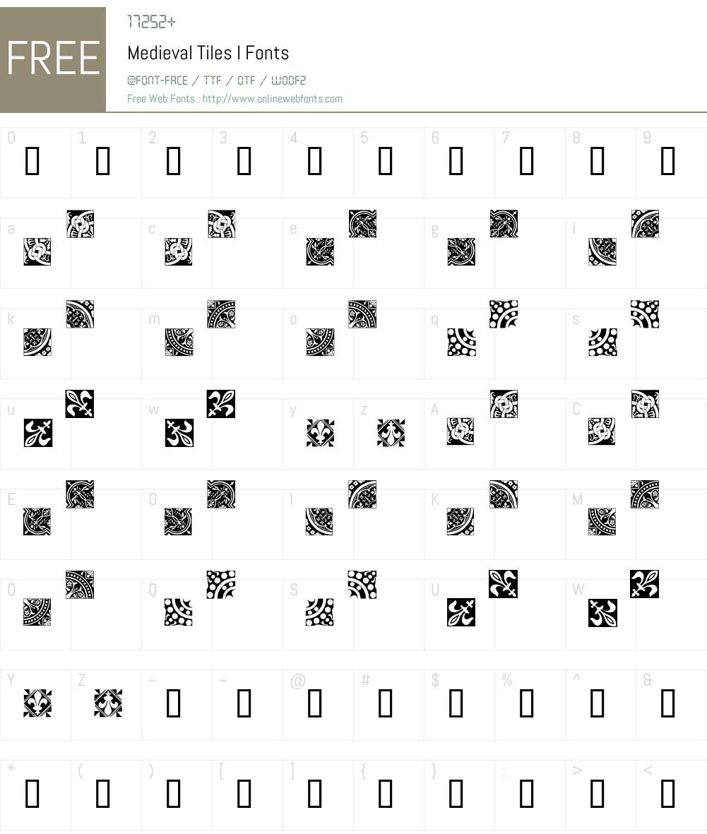 Medieval Tiles I Font Screenshots