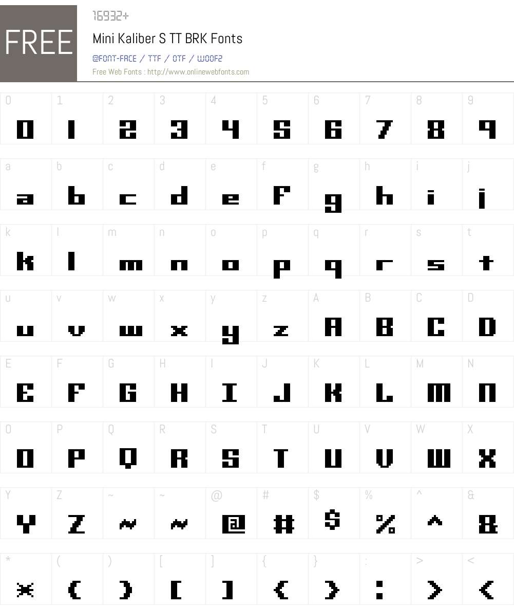 Mini Kaliber S TT BRK Font Screenshots