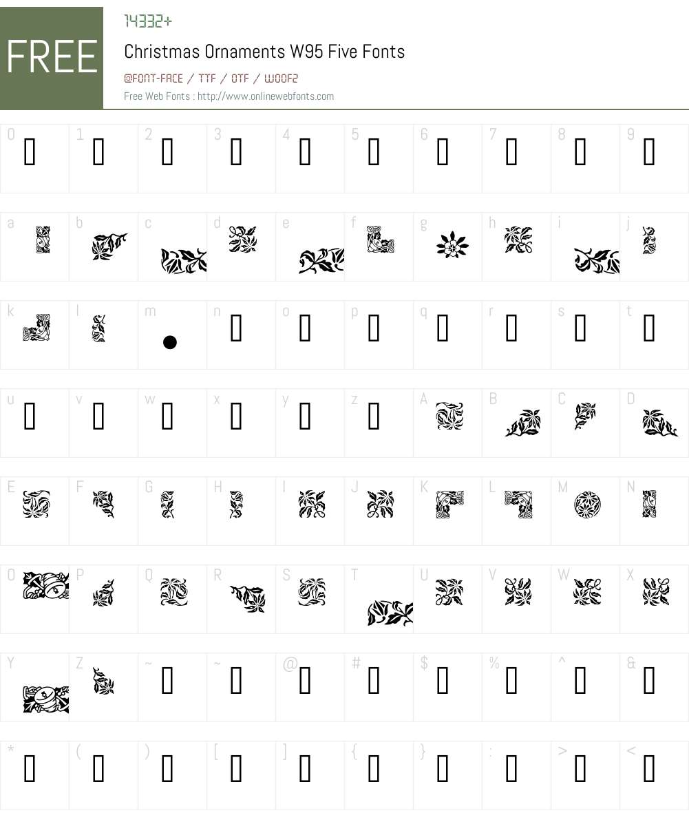 ChristmasOrnamentsW95-Five Font Screenshots