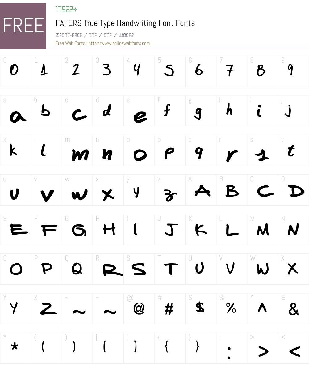 FAFERS Handwriting Font Font Screenshots
