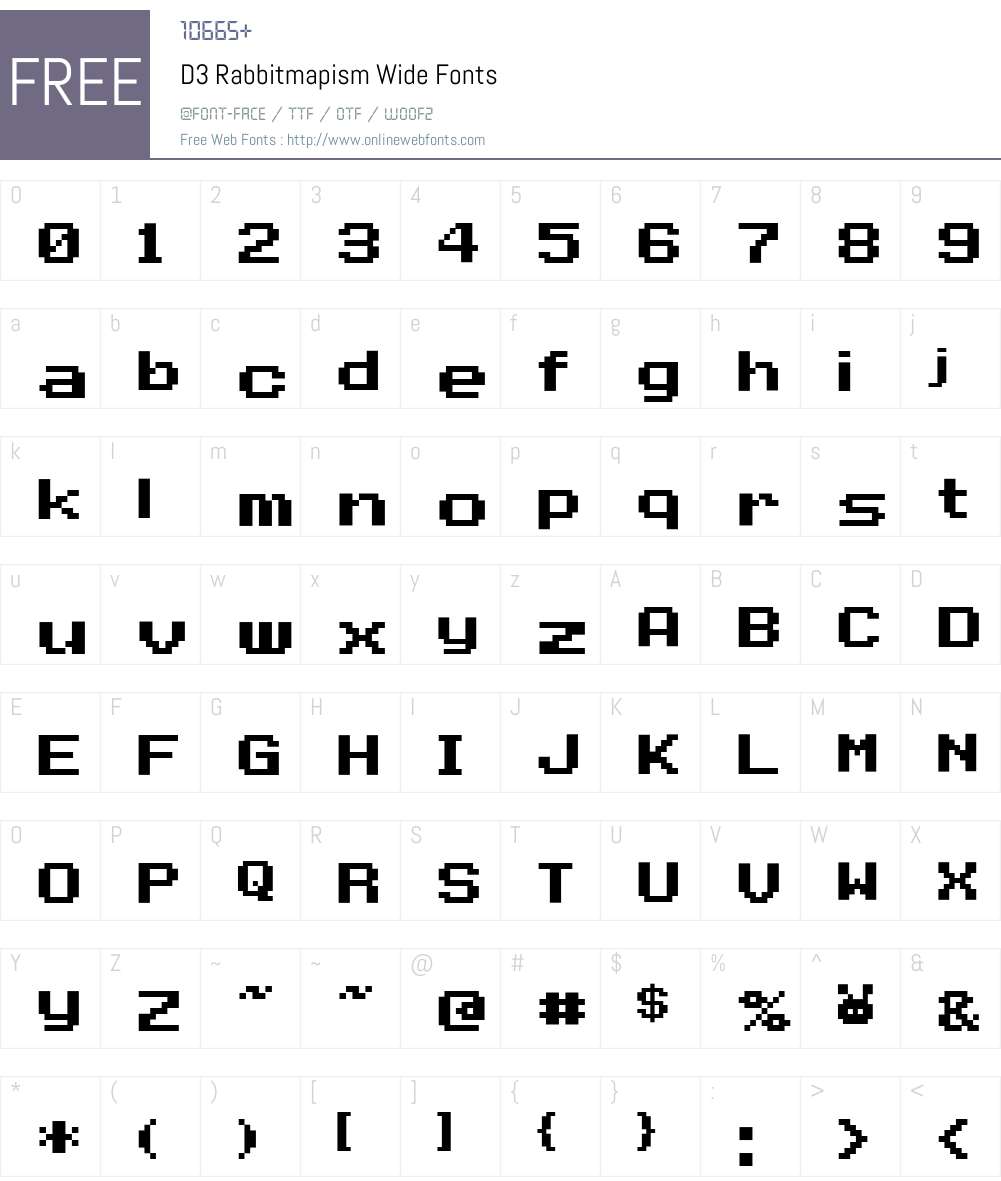 D3 Rabbitmapism Wide Font Screenshots