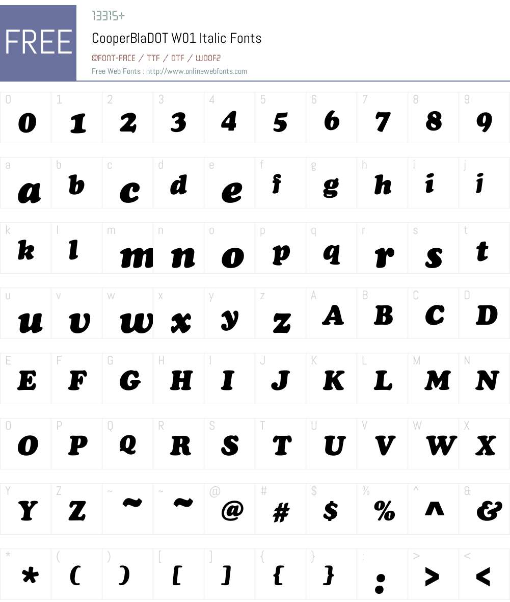 CooperBlaDOTW01-Italic Font Screenshots