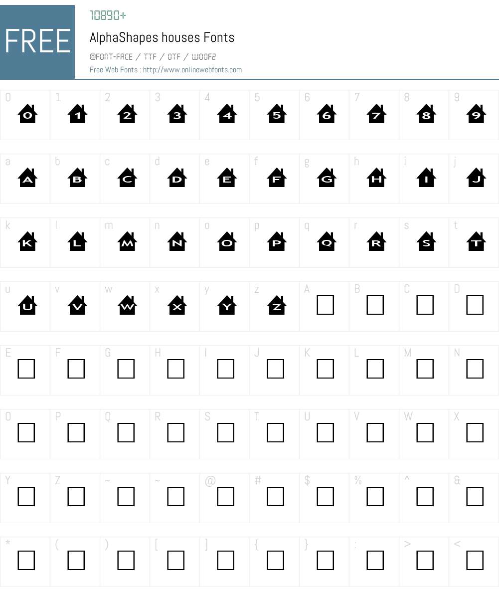 AlphaShapes houses Font Screenshots