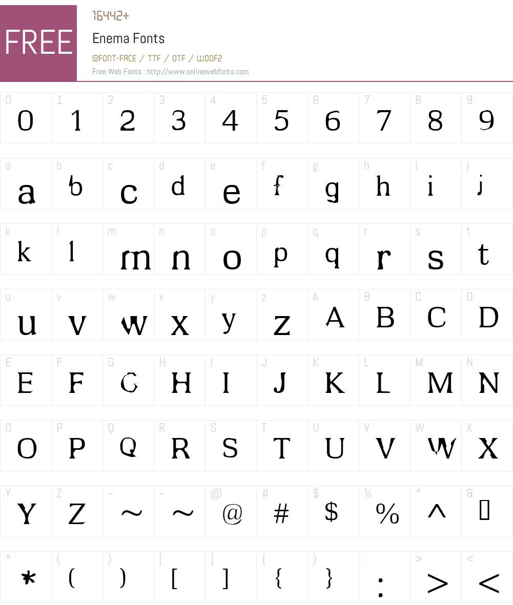 Enema Font Screenshots