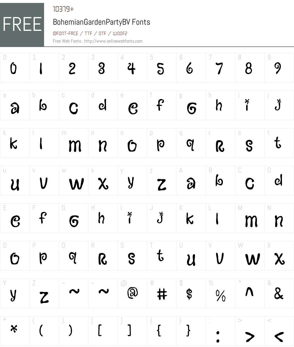 BohemianGardenPartyBV Font Screenshots