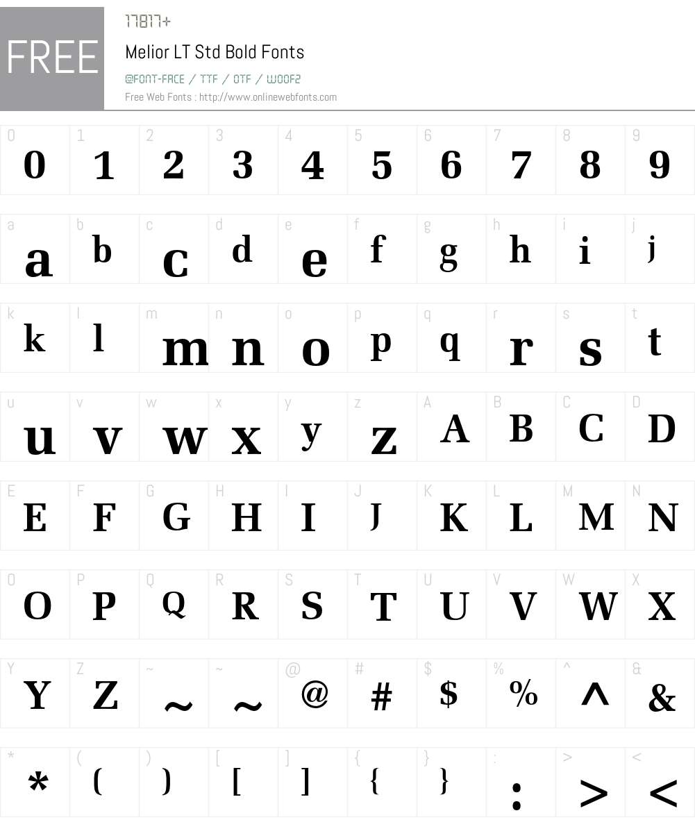 Melior LT Std Font Screenshots