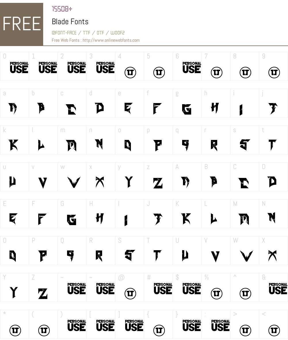 Blade Font Screenshots