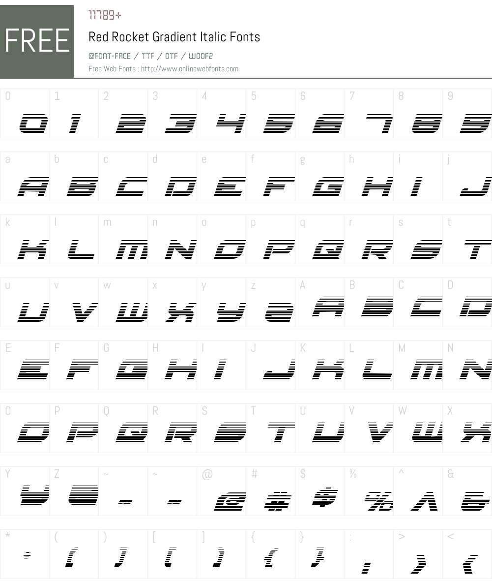 Red Rocket Gradient Italic Font Screenshots
