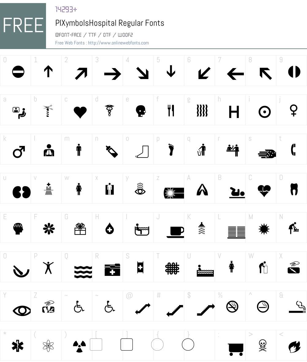 PIXymbolsHospital-Roman Font Screenshots