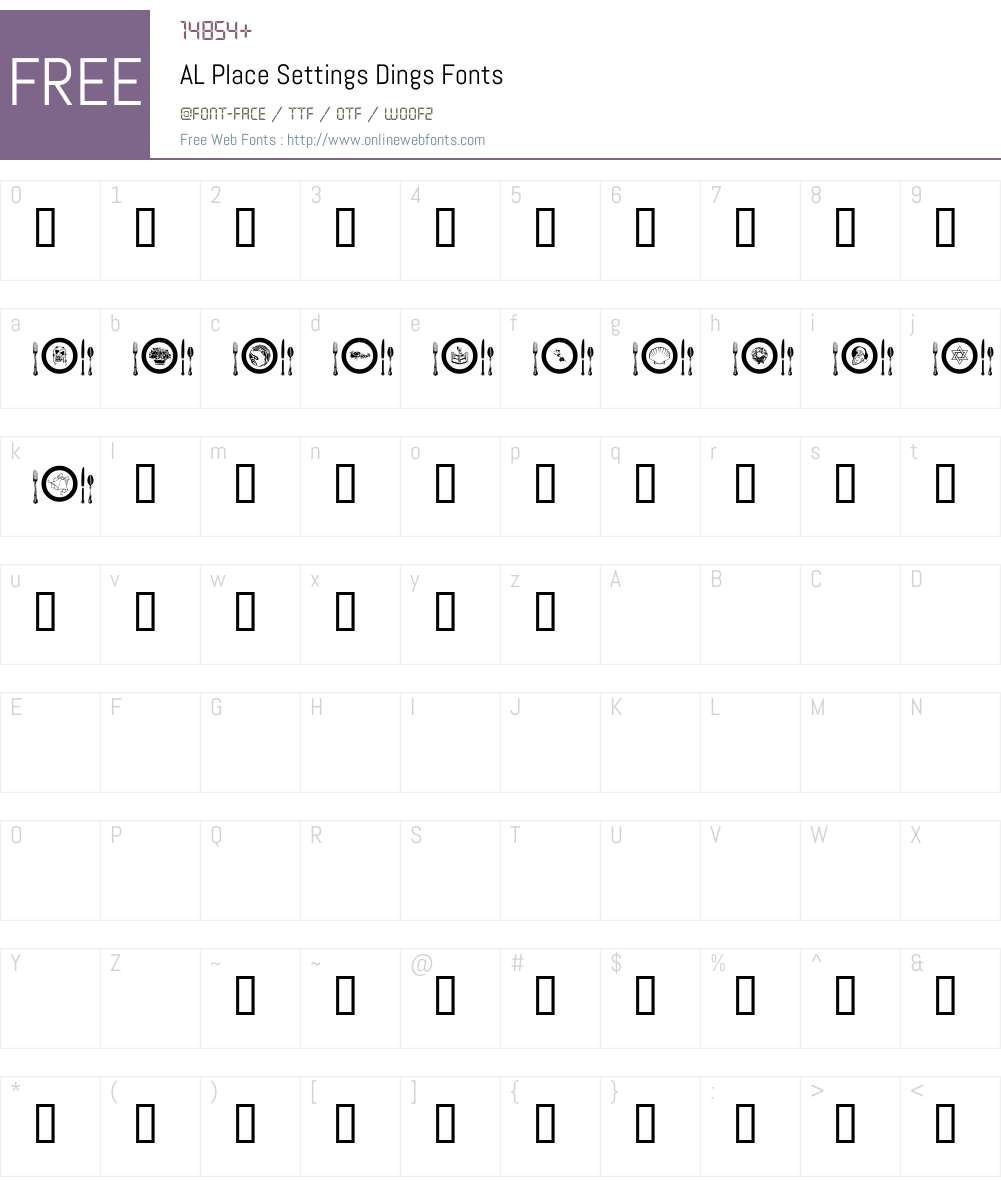 AL Place Settings Dings Font Screenshots