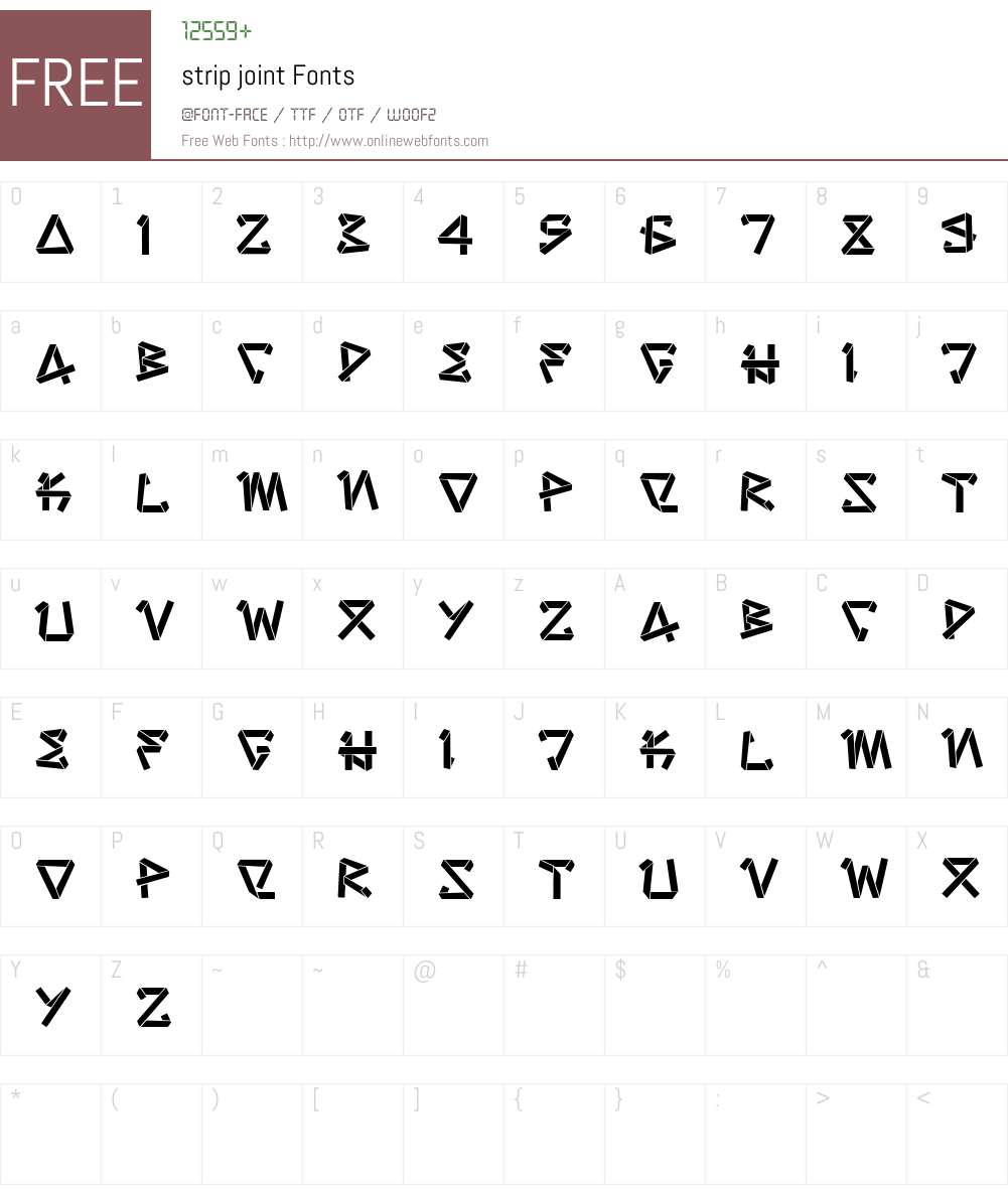 strip joint Font Screenshots