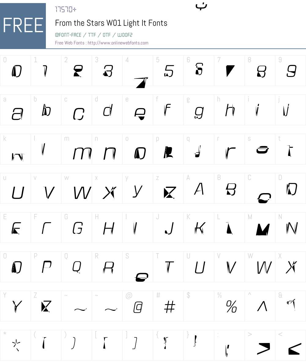 FromtheStarsW01-LightItalic Font Screenshots