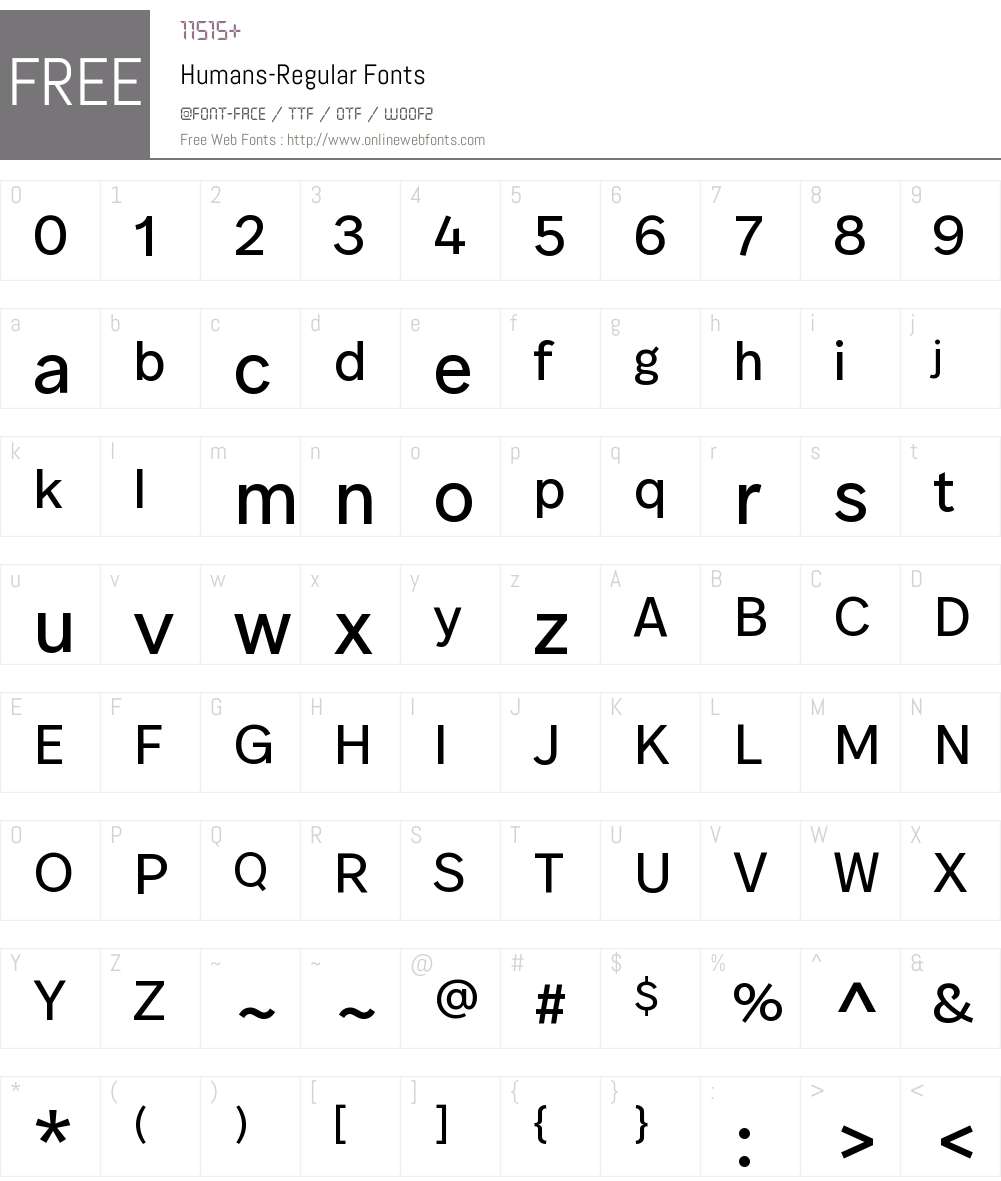 Humans Font Screenshots