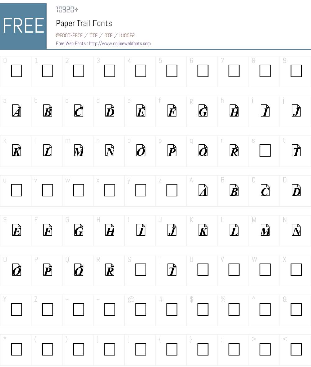 Paper Trail Font Screenshots