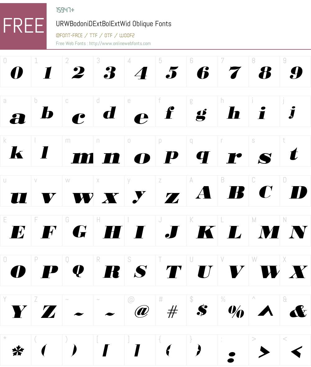 URWBodoniDExtBolExtWid Font Screenshots