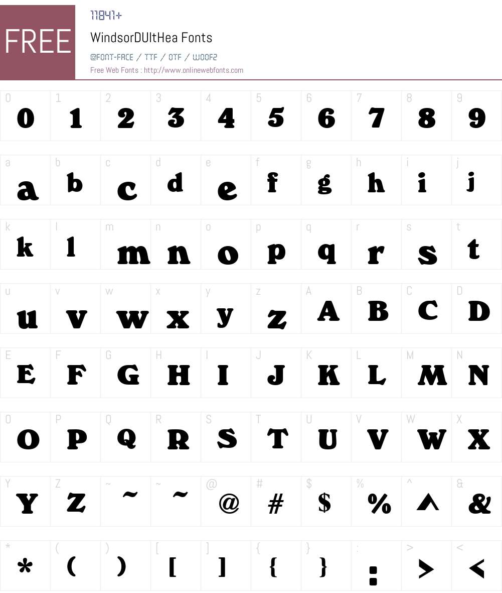 WindsorDUltHea Font Screenshots