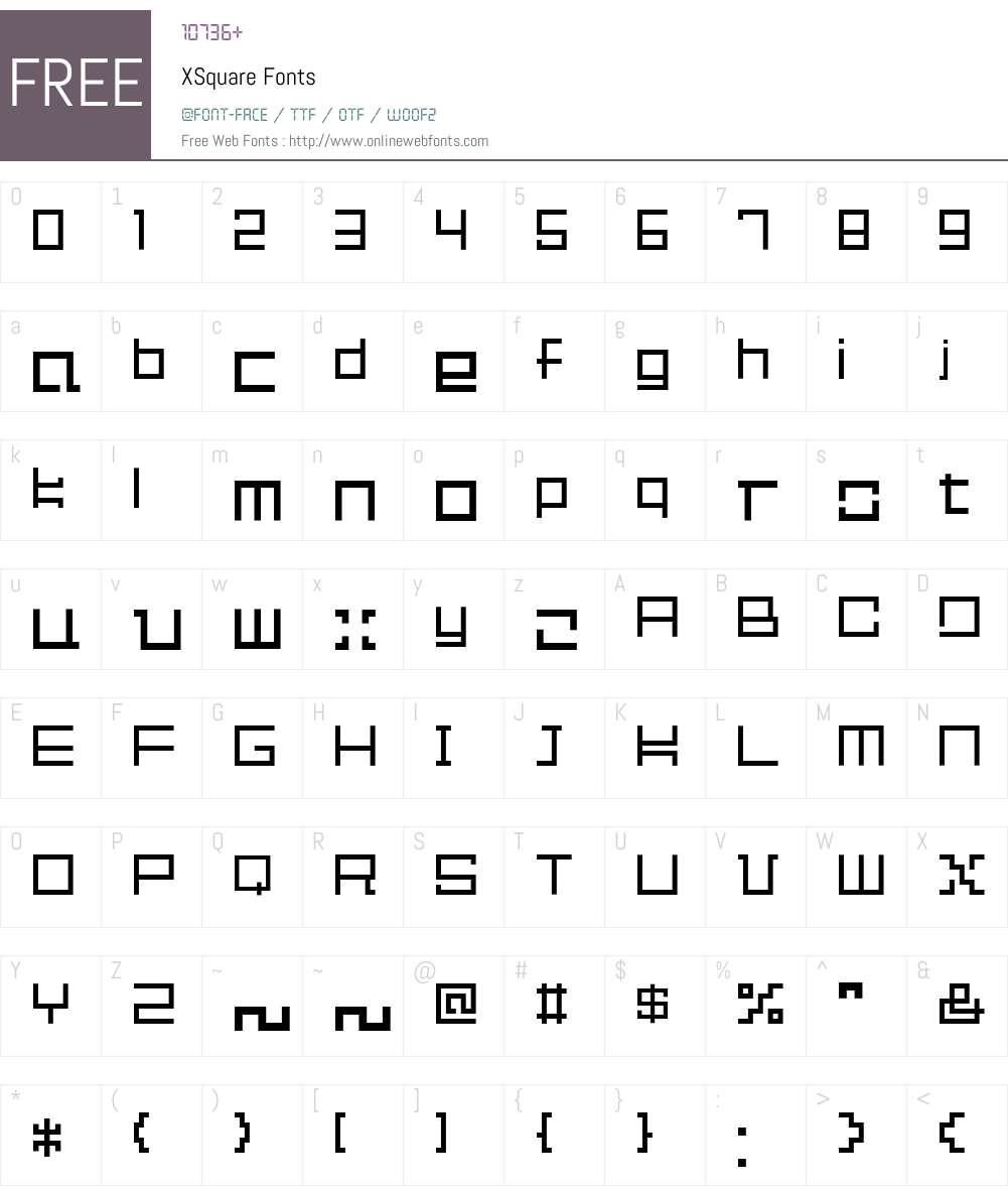 XSquare Font Screenshots