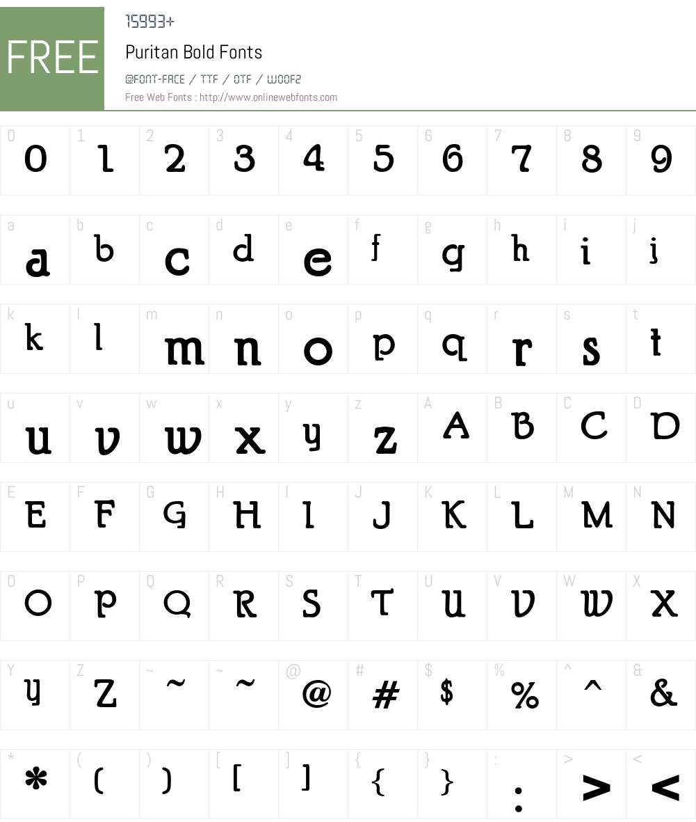 Puritan Font Screenshots