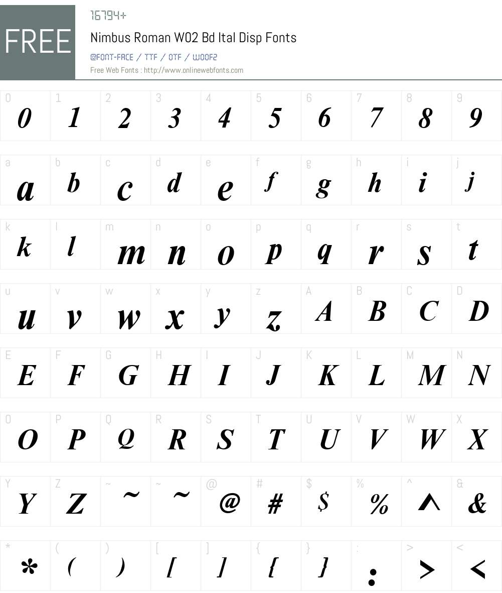 Nimbus Roman Font Screenshots