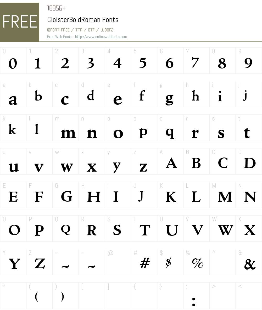 Cloister Font Screenshots