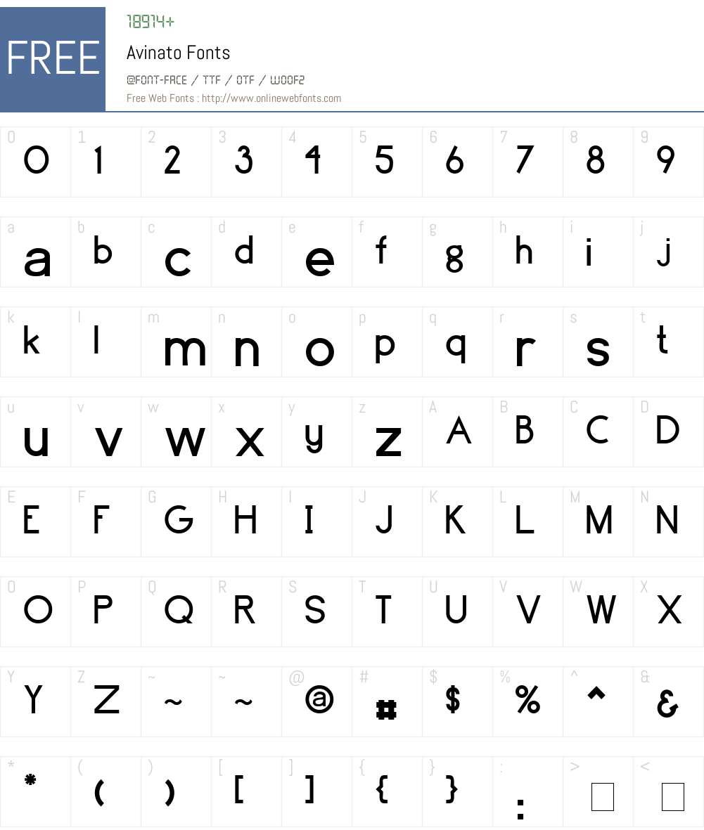 Avinato Font Screenshots