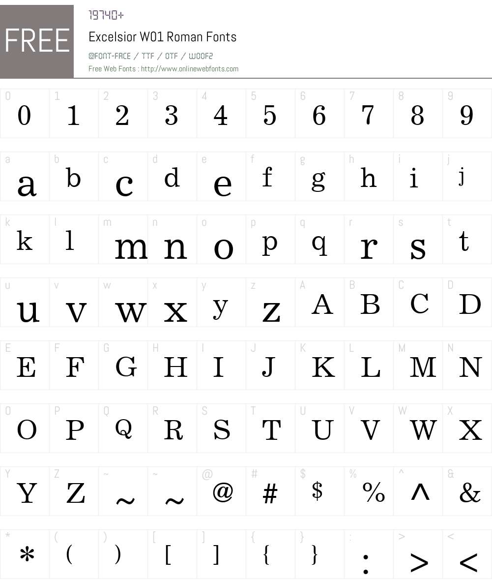 ExcelsiorW01-Roman Font Screenshots