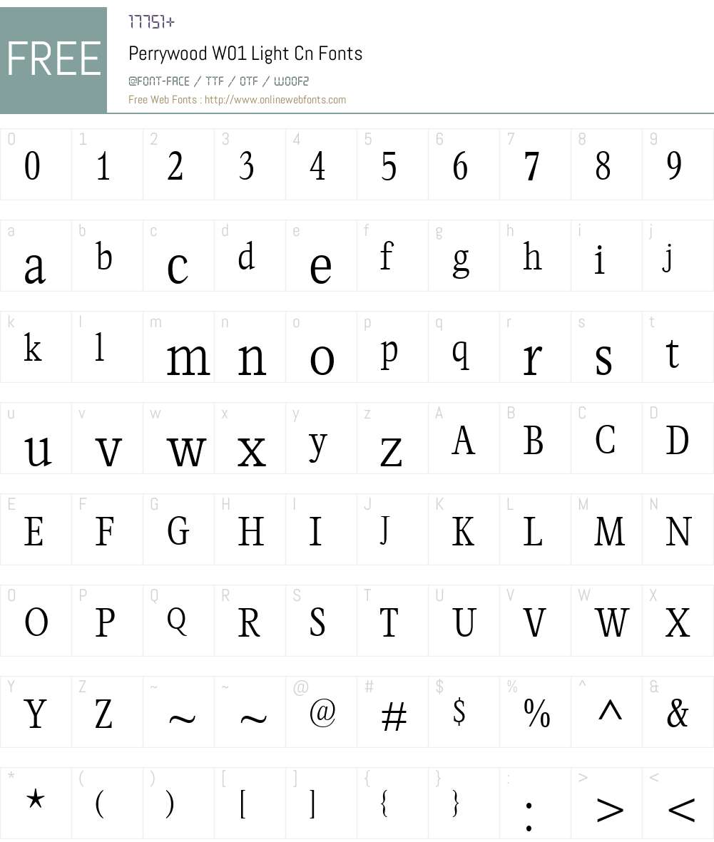 PerrywoodW01-LightCn Font Screenshots