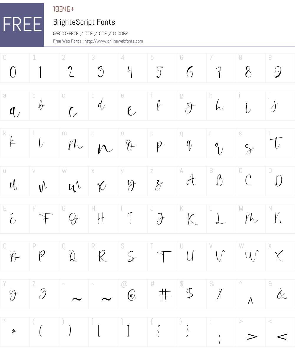 Brighte Script 1.000 Fonts Free Download - OnlineWebFonts.COM