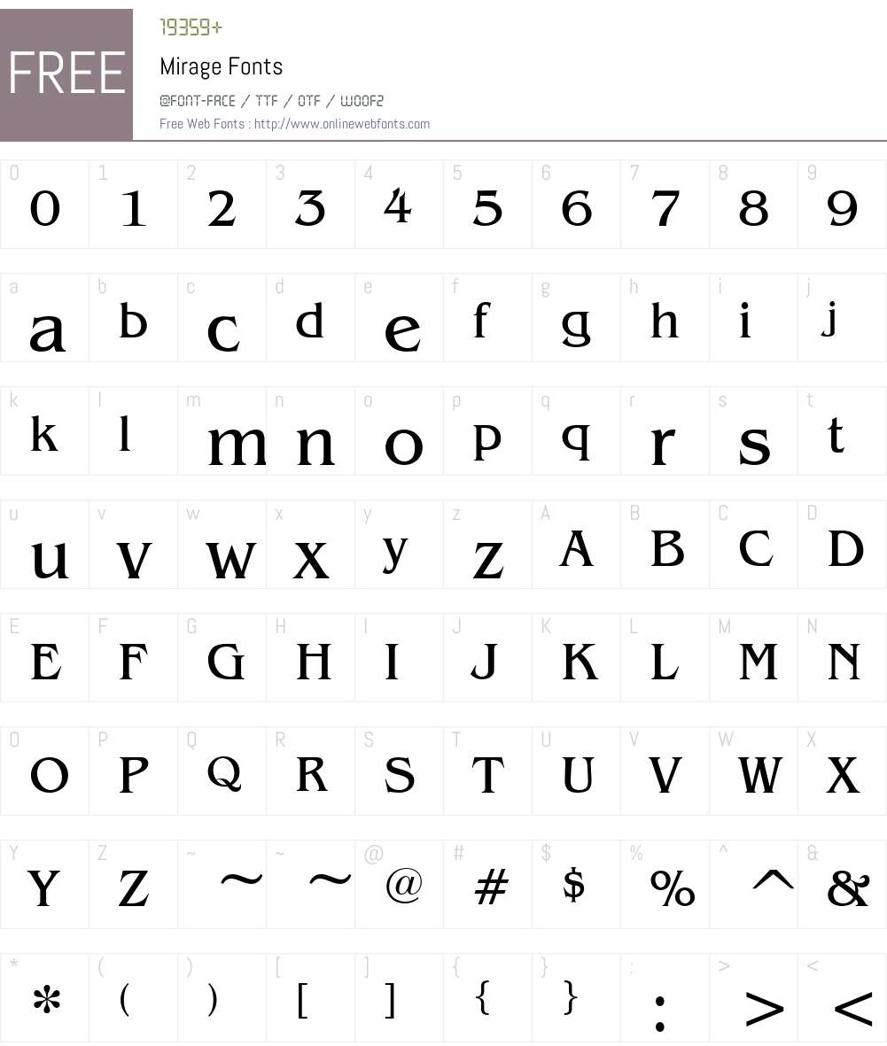 Mirage Font Screenshots