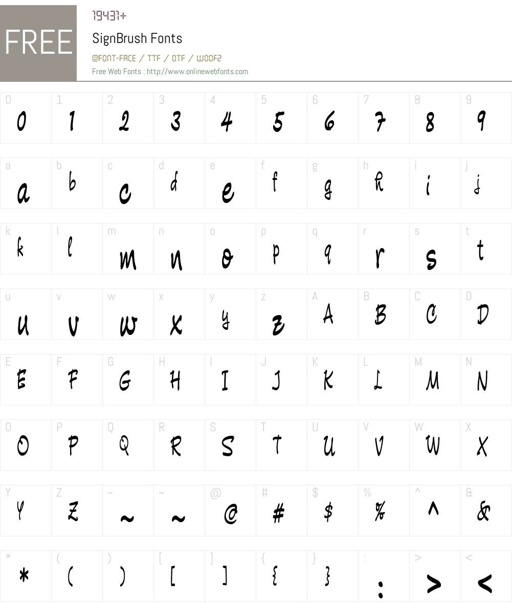 SignBrush Font Screenshots