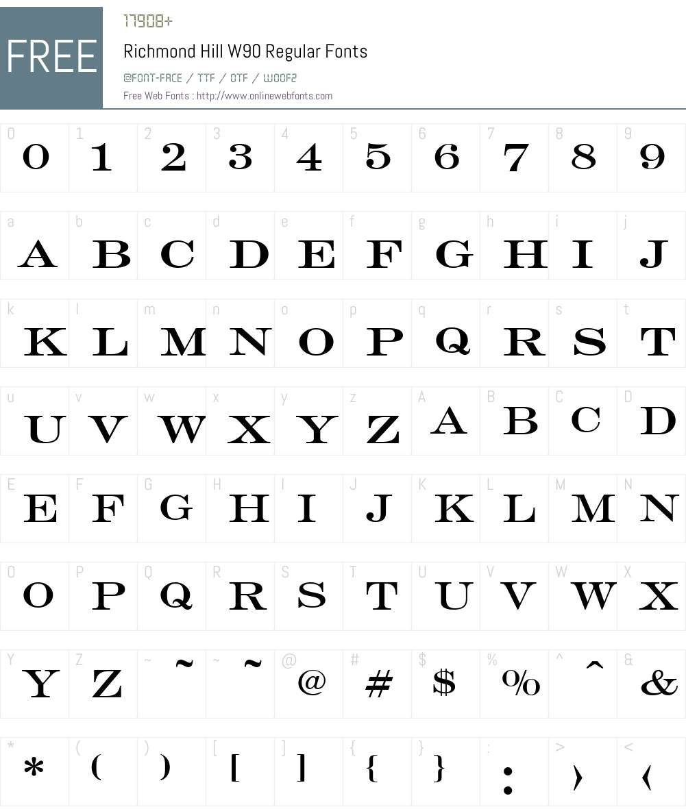 RichmondHillW90-Regular Font Screenshots