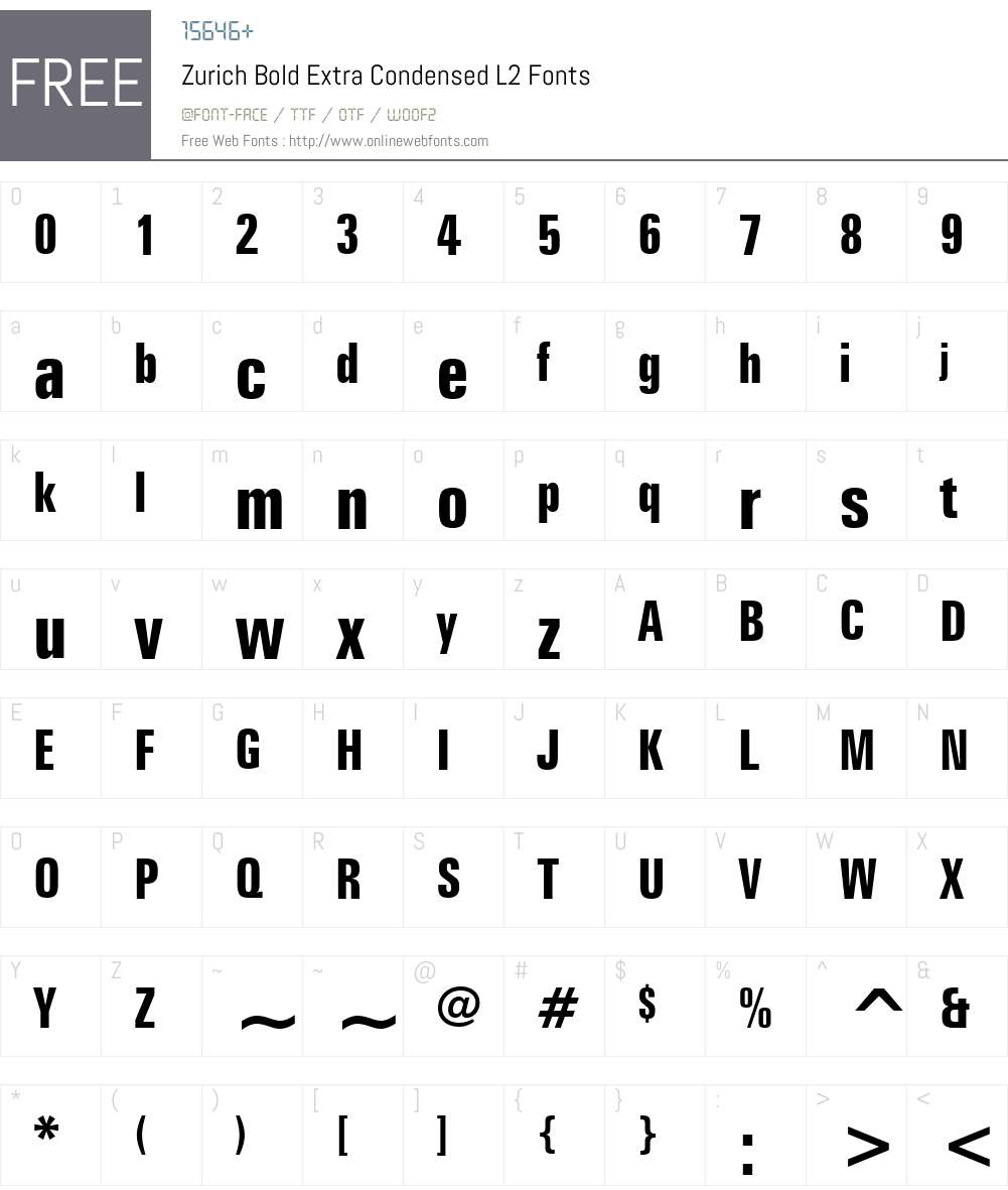 Zurich BdXCn L2 Font Screenshots