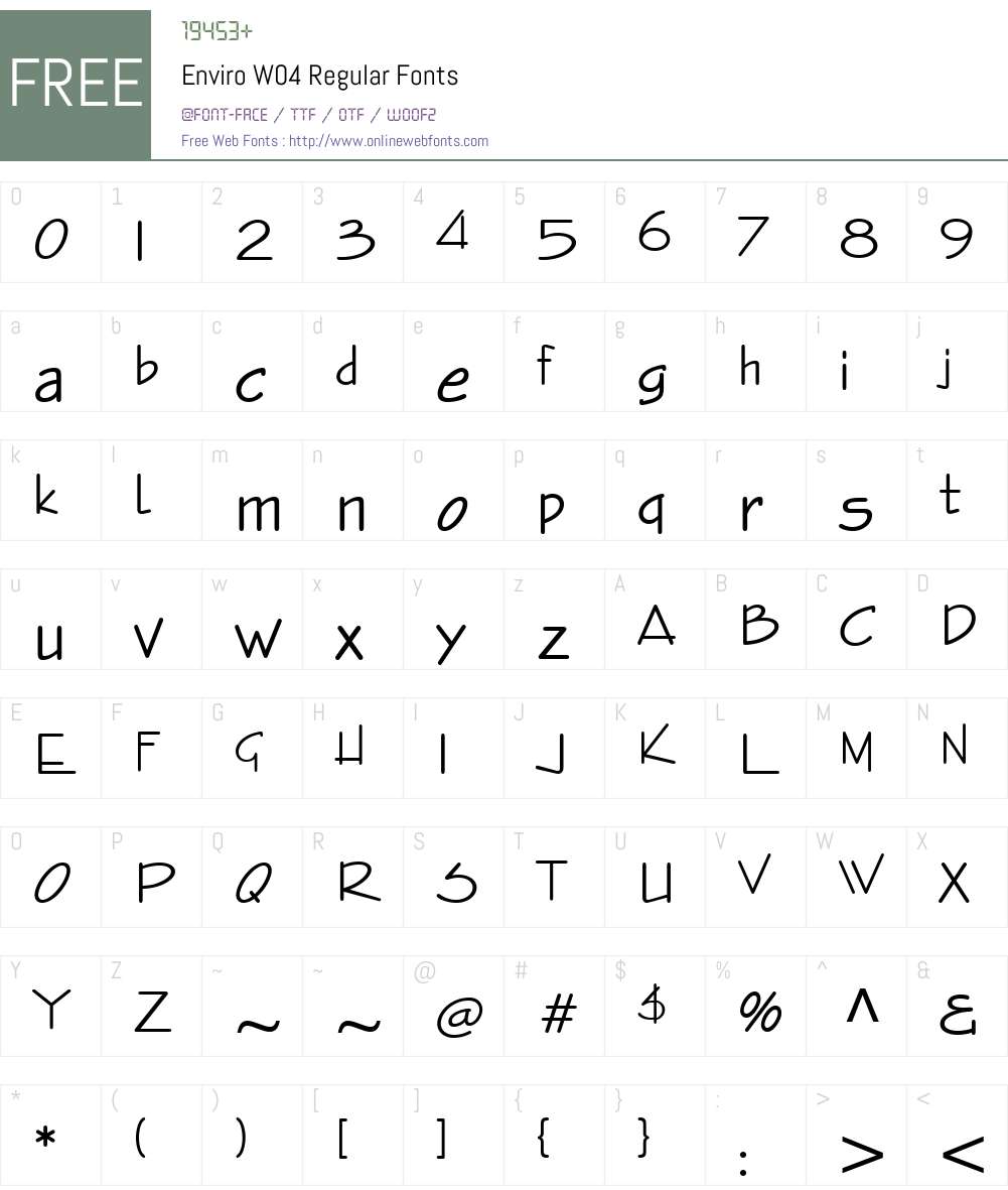 EnviroW04-Regular Font Screenshots