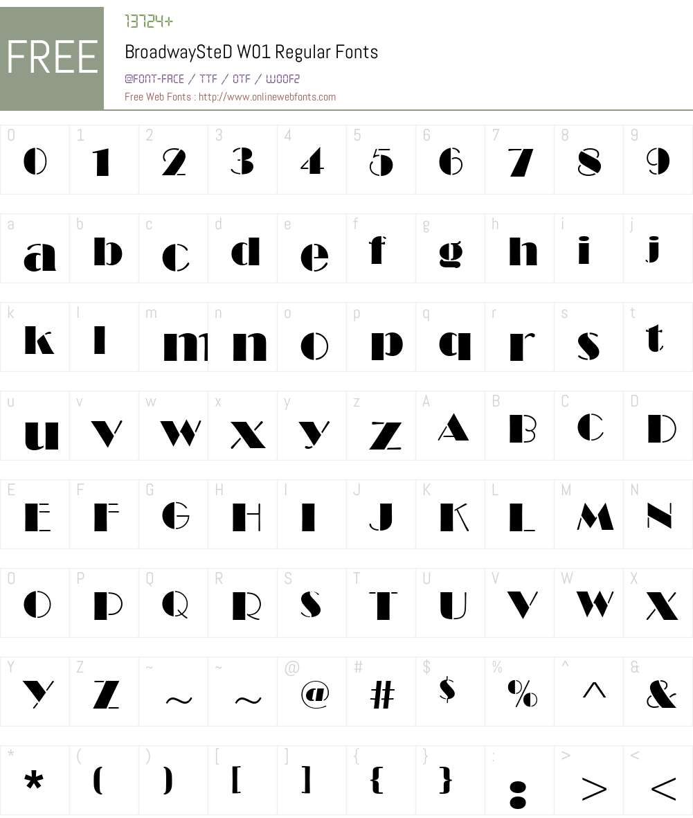 Broadway Font Screenshots