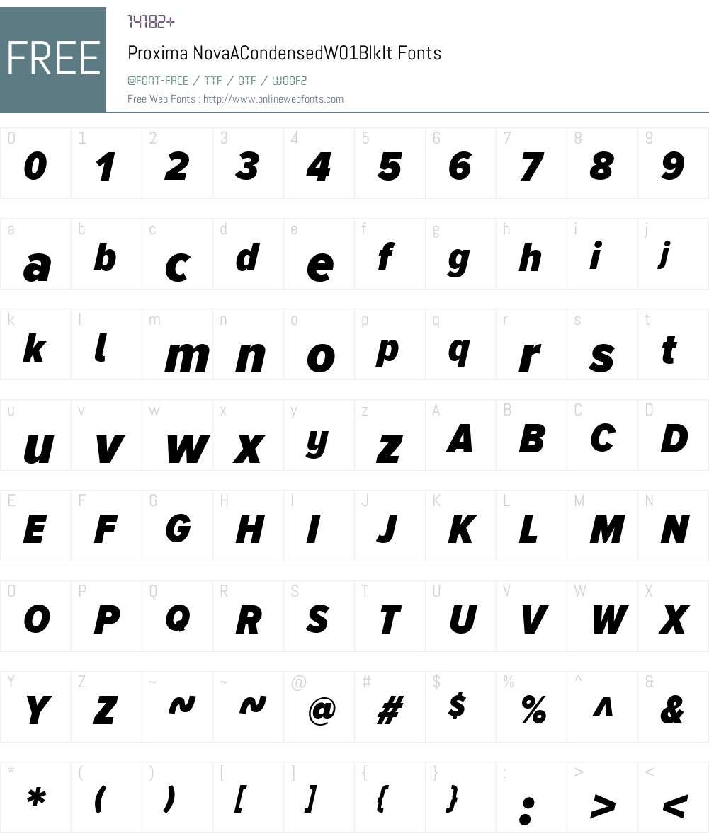 ProximaNovaACondensedW01-BlkIt Font Screenshots
