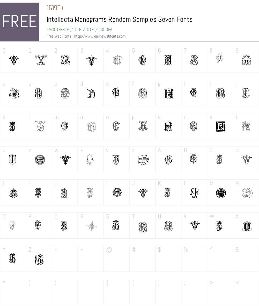 Intellecta Monograms Random Samples Seven Font Screenshots