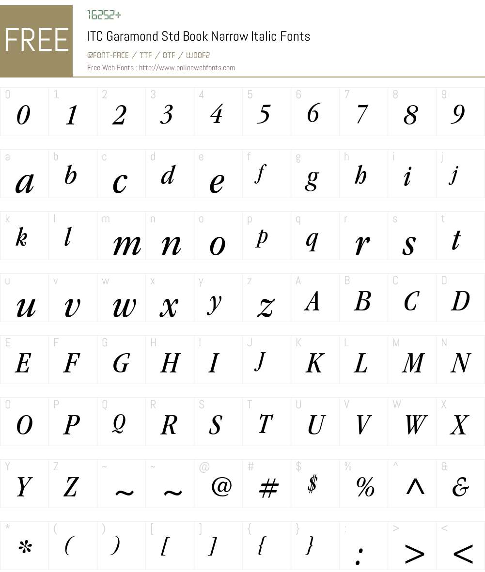 ITC Garamond Std Font Screenshots